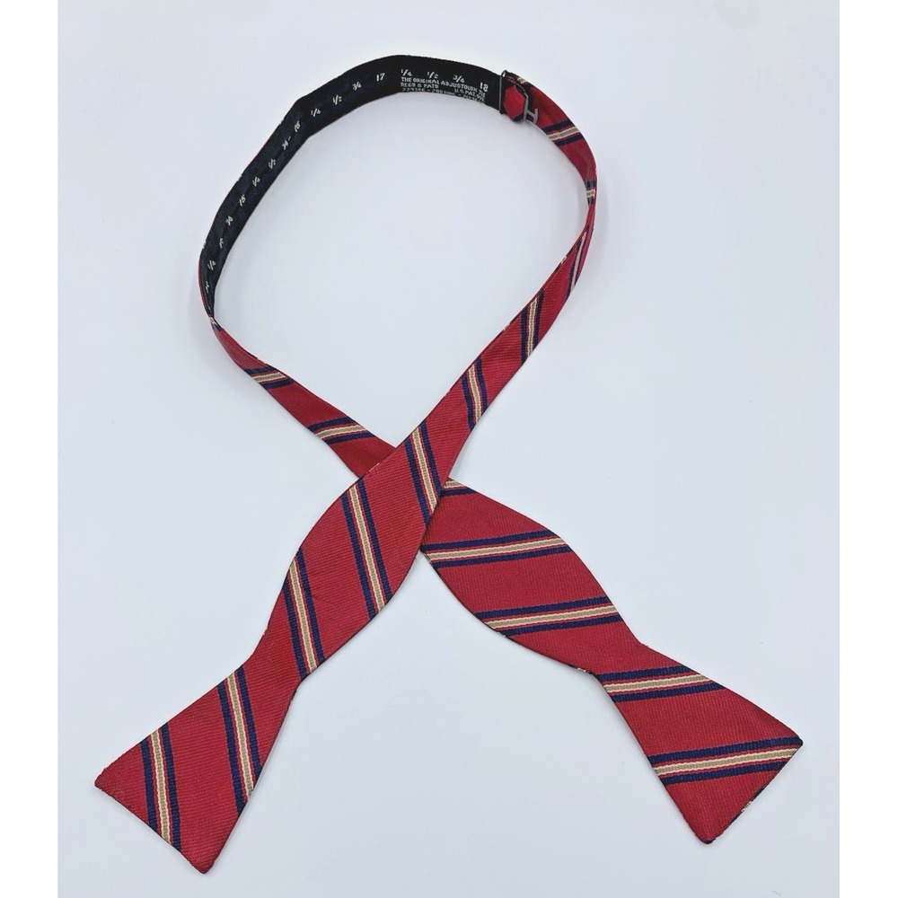 Vintage Men's‎ 100% Repp Silk Striped Butterfly Bow Tie Adjustable